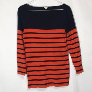 J Crew Blue And Orange Stripe Top Size Medium